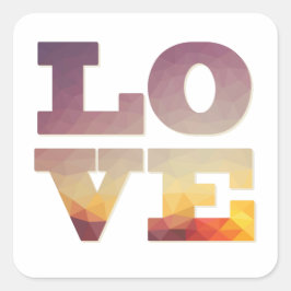 Adesivo Quadrado Texto de amor roxo/laranja/amarelo
