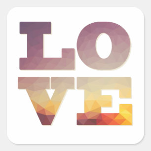 Adesivo Quadrado Texto de amor roxo/laranja/amarelo