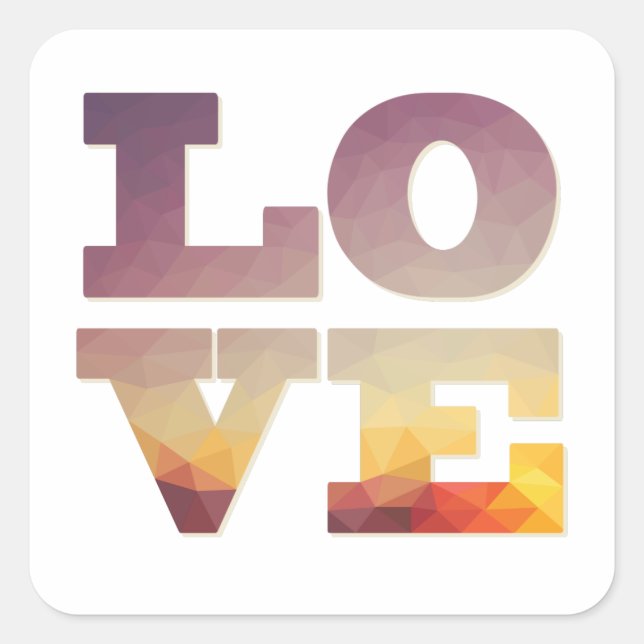 Adesivo Quadrado Texto de amor roxo/laranja/amarelo (Frente)