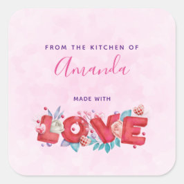 Adesivo Quadrado Texto de Amor Vermelho na Cozinha das Letras em Bo