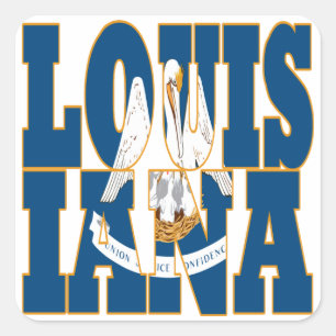 Adesivo Quadrado Texto de bandeira do estado da Louisiana