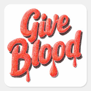 Adesivo Quadrado Texto de Dador de Sangue do Mundo - Dar Sangue par