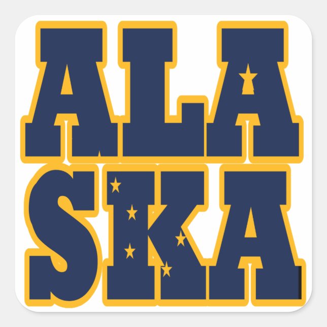 Adesivo Quadrado Texto do sinalizador Estado do Alasca (Frente)