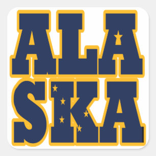 Adesivo Quadrado Texto do sinalizador Estado do Alasca