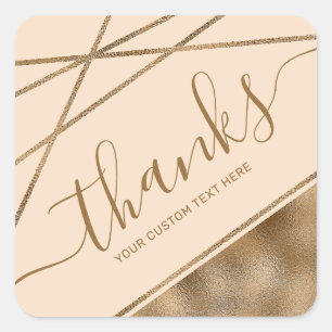 Adesivo Quadrado Texto e Texto Personalizado de Obrigados de Folha 