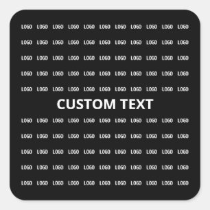 Adesivo Quadrado Texto editável e imagem carregada ou padrão de log