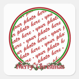 Adesivo Quadrado Texto Feliz Natal com Coroa e Neve