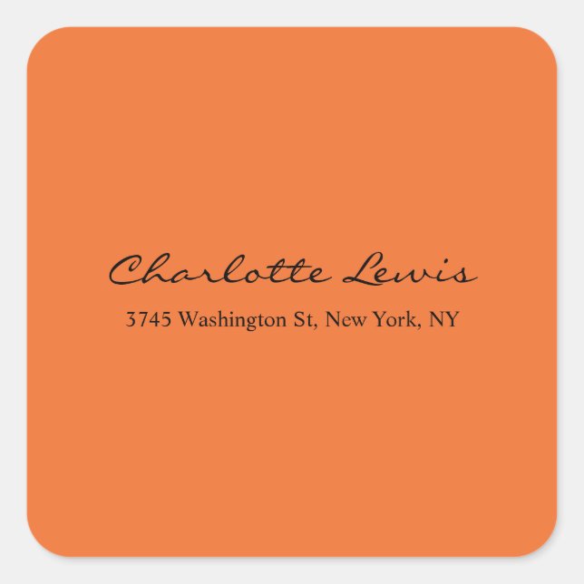 Adesivo Quadrado Texto Legível Laranja-Laranja Simples de Caligrafi (Frente)