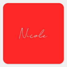 Texto manual Elegante Nome vermelho branco comum