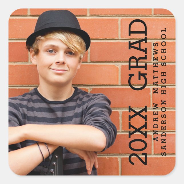 Adesivo Quadrado Texto Moderno | Vinheta para graduação de fotos (Frente)