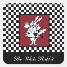 Adesivo Quadrado Texto personalizado Alice no Wonderland White Rabb