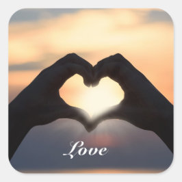 Adesivo Quadrado Texto Personalizado Amor Mãos Coração Forma Crepús