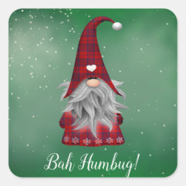 Adesivo Quadrado Texto Personalizado Bonito Vermelho Grumpy Gnomo V