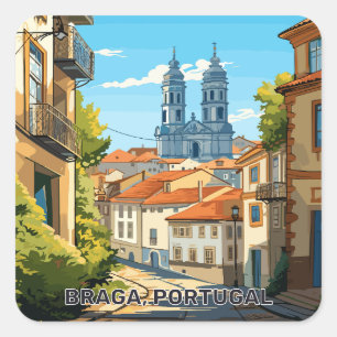 Adesivo Quadrado Texto Personalizado Braga Portugal