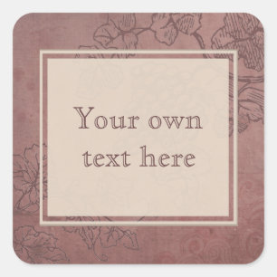 Adesivo Quadrado Texto Personalizado Da Uva De Vinho Burgundy