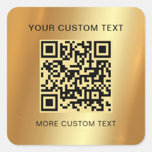 Adesivo Quadrado Texto personalizado digitalizável Código QR Dourad