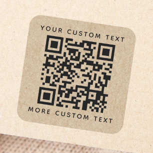 Adesivo Quadrado Texto personalizado do código QR parte superior in