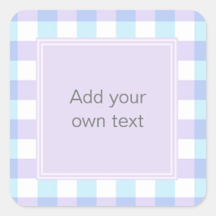 Adesivo Quadrado Texto Personalizado Gingham Puro Pastel