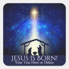 Adesivo Quadrado Texto Personalizado Jesus é Nascer Natal Natividad