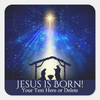 Adesivo Quadrado Texto Personalizado Jesus é Nascer Natal Natividad
