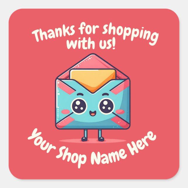 Adesivo Quadrado Texto Personalizado Mensagem de Cubo para Pequenas (Frente)