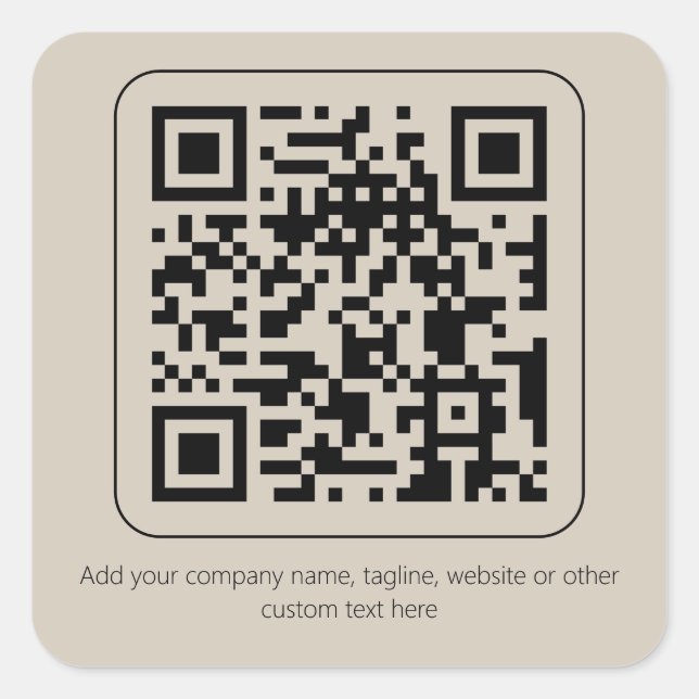 Adesivo Quadrado Texto personalizado Pastel Creme Vanilla Código QR (Frente)