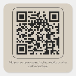 Adesivo Quadrado Texto personalizado Pastel Creme Vanilla Código QR