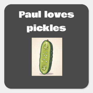 Adesivo Quadrado texto personalizado picles, nome ama picles