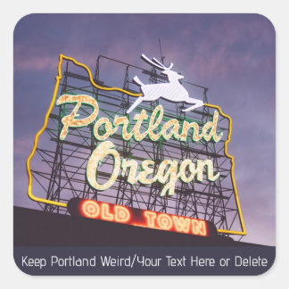 Adesivo Quadrado Texto personalizado Portland Oregon White Stag Neo