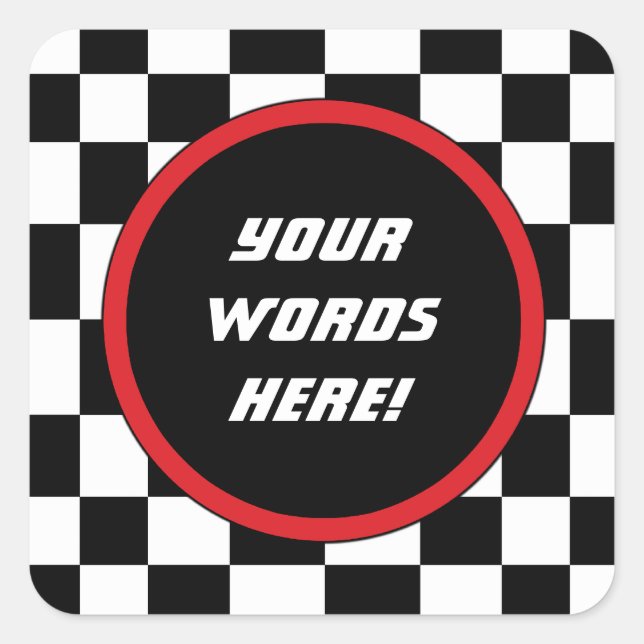 Adesivo Quadrado Texto Personalizado Quadrado Verificado (Frente)