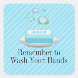 Adesivo Quadrado Texto Personalizado Turquesa Blue Soap Lave Suas M