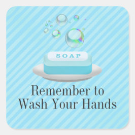 Adesivo Quadrado Texto Personalizado Turquesa Blue Soap Lave Suas M