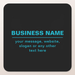 Adesivo Quadrado Texto Personalizável para Negócios Etc. Preto Edit