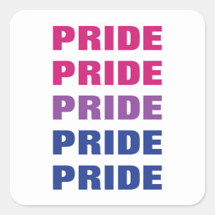 Adesivo Quadrado Texto Repetido Personalizável do Orgulho Bissexual