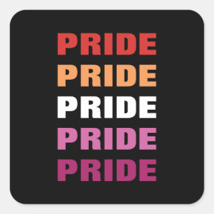 Adesivo Quadrado Texto Repetido Personalizável do Orgulho LGBTQ Lés