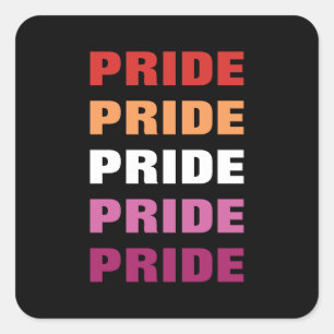 Adesivo Quadrado Texto Repetido Personalizável do Orgulho LGBTQ Lés