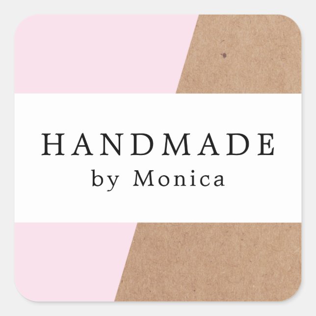 Adesivo Quadrado Texto Simples e Legal Rosa Kraft White Strike (Frente)