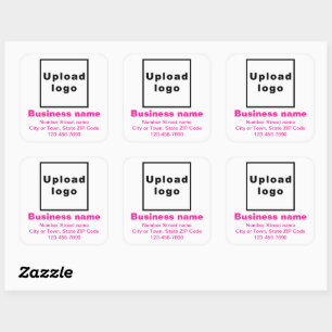 Adesivo Quadrado Textos mínimos cor-de-rosa com Marca comercial em
