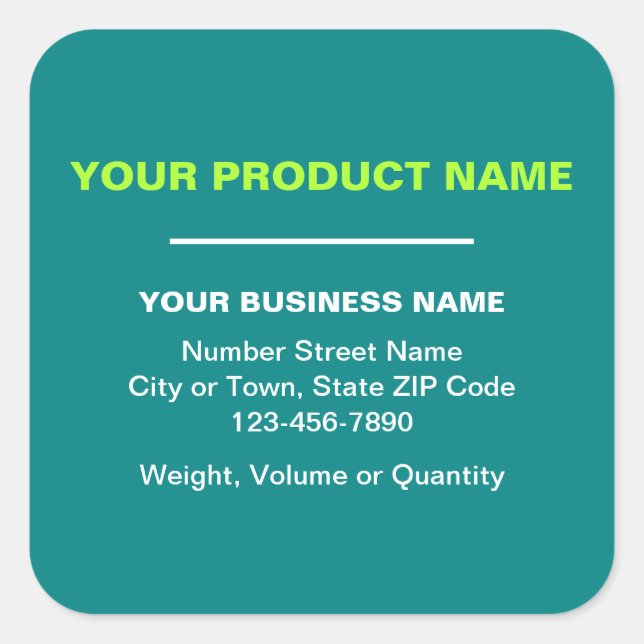 Adesivo Quadrado Textos simples mínimos de produtos empresariais em (Frente)