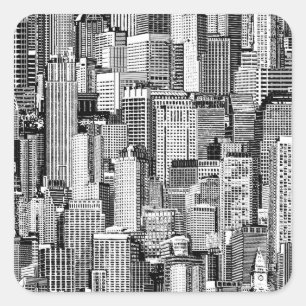 Adesivo Quadrado Textura Isométrica de Cidade do Skyscraper