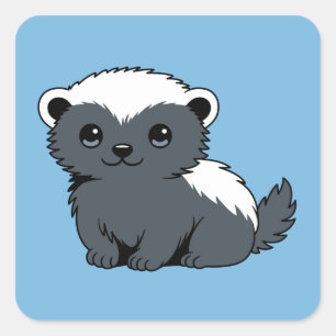 Adesivo Quadrado Texugo Mel Cute Cartoon no Azul