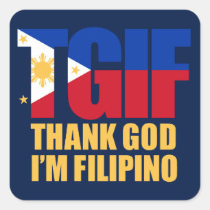 Adesivo Quadrado TGIF Filipino com bandeira filipina