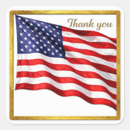 Adesivo Quadrado Thank You American Flag Square Envelope Seal