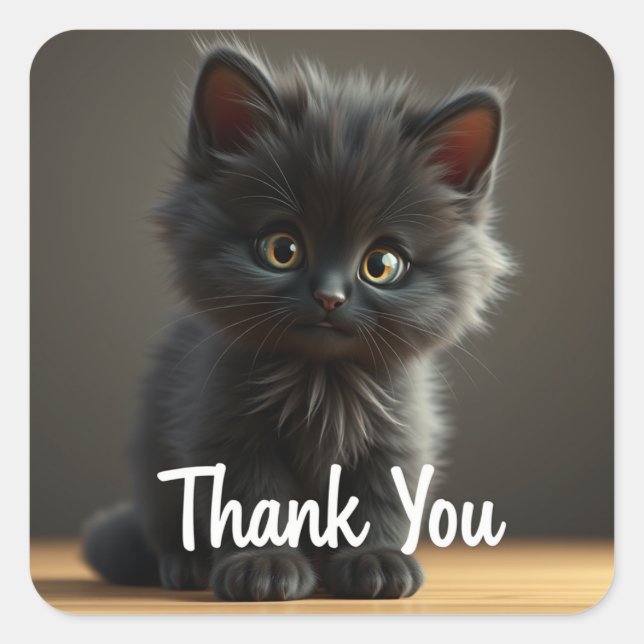 Adesivo Quadrado Thank you Black Cat Stickers (Frente)
