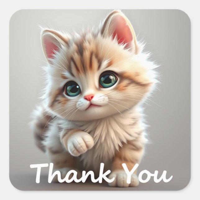 Adesivo Quadrado Thank you Cat Stickers (Frente)