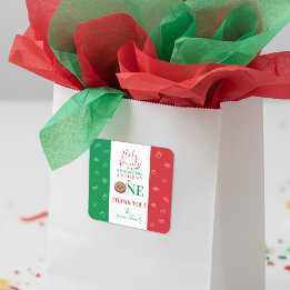 Adesivo Quadrado Thank You Cute Meatball First Birthday Party 