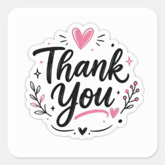 Adesivo Quadrado Thank You Sticker