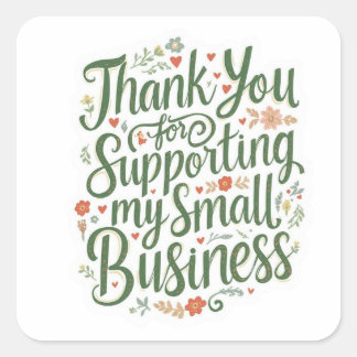 Adesivo Quadrado Thank You Sticker for Small Business Owners