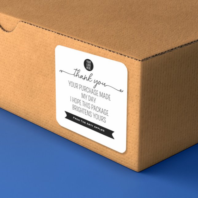 Adesivo Quadrado Thank You Sticker – Small Business Branding (Criador carregado)