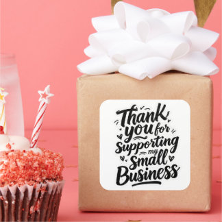 Adesivo Quadrado Thank You Sticker, Support Small Business